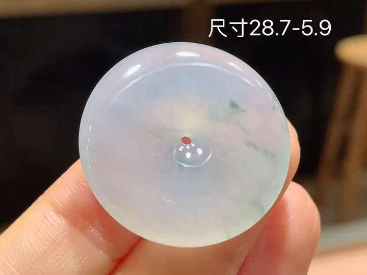 冰飘花平安扣，无裂，尺寸，28.7-5.9