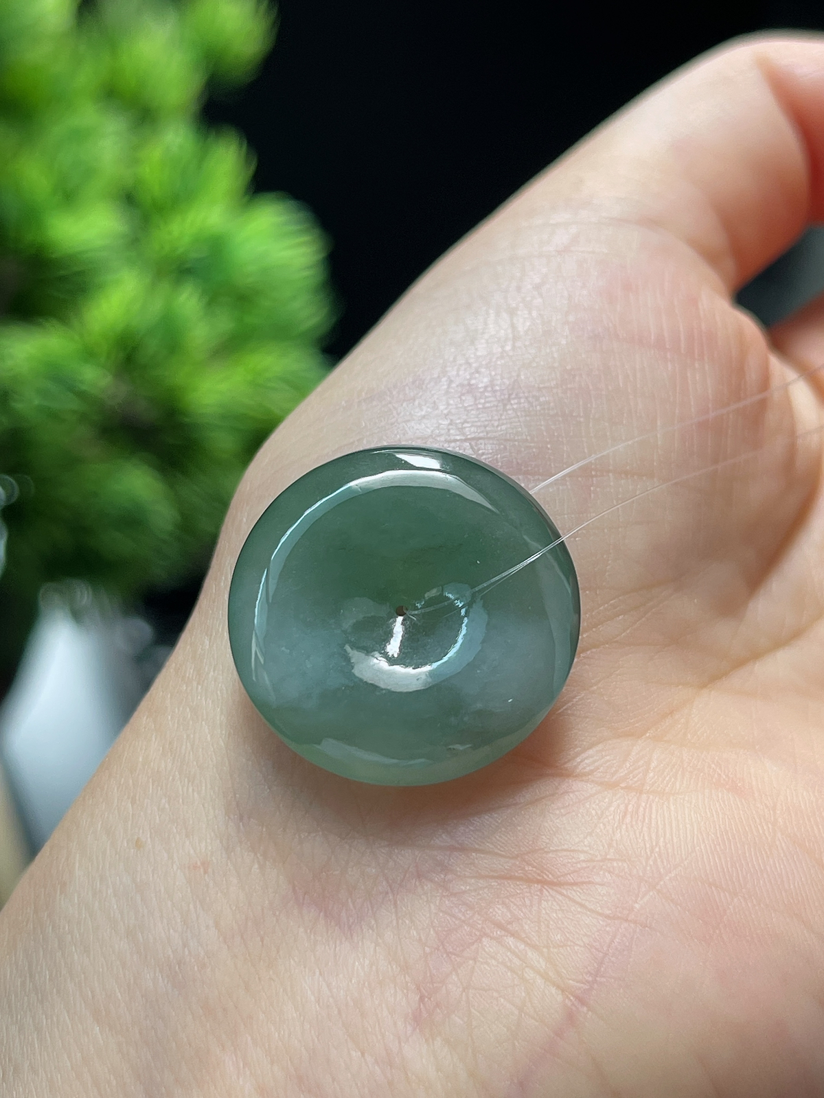 翡翠糯化种淡绿色平安扣