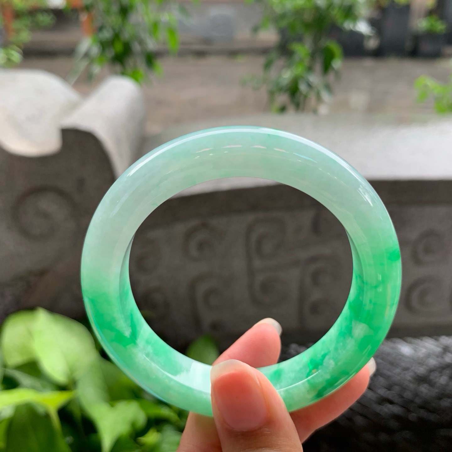 圈口55-11.8-9.5 【阳绿正圈手镯】正圈55 56可戴