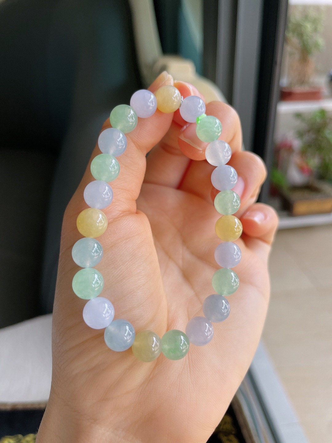 缅甸天然翡翠A货，冰多宝手串，尺寸：8mm。【编4020】