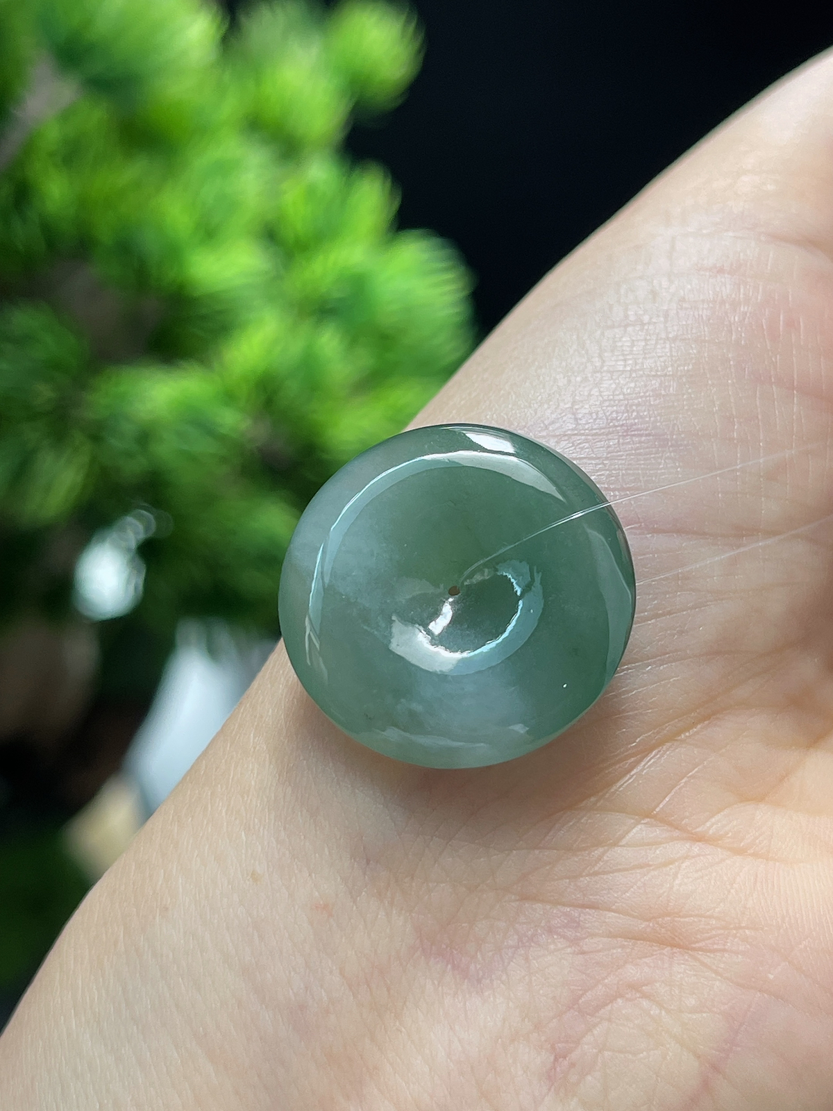 翡翠糯化种淡绿色平安扣