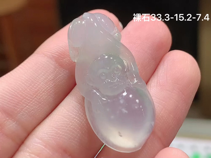 冰种生肖猴 无裂, 尺寸，33.3-15.2-7.4