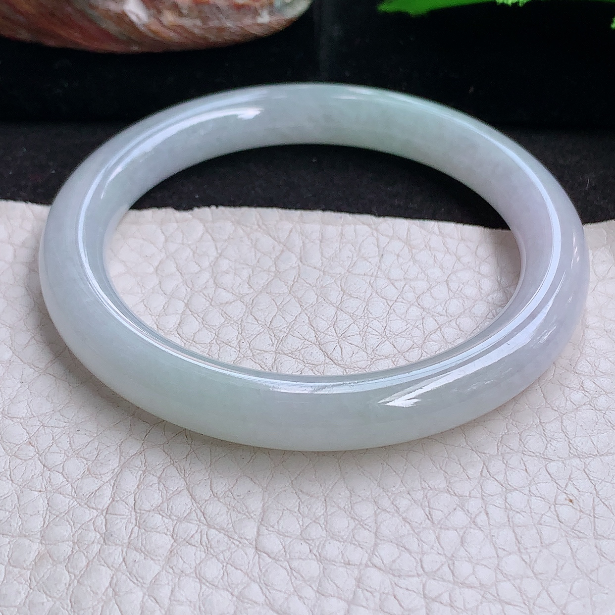 n小圈口53.5*8.5叮当镯 缅甸翡翠a货玉手镯纯美秀气圆条玉手环 美人镯