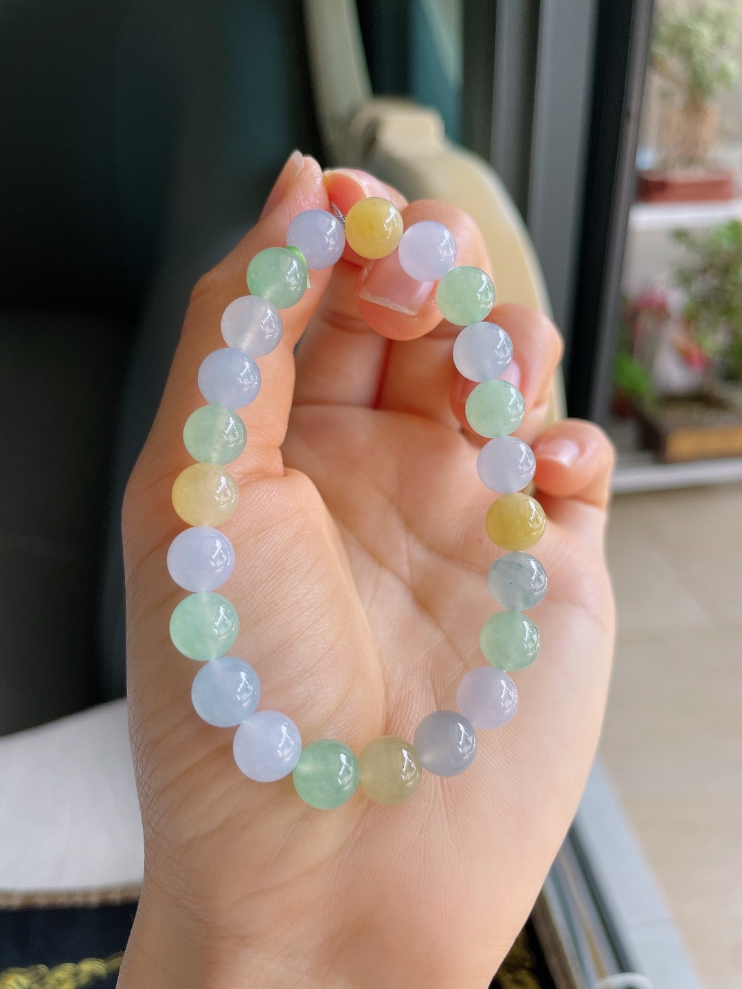 缅甸天然翡翠A货，冰多宝手串，尺寸：8mm。【编4020】