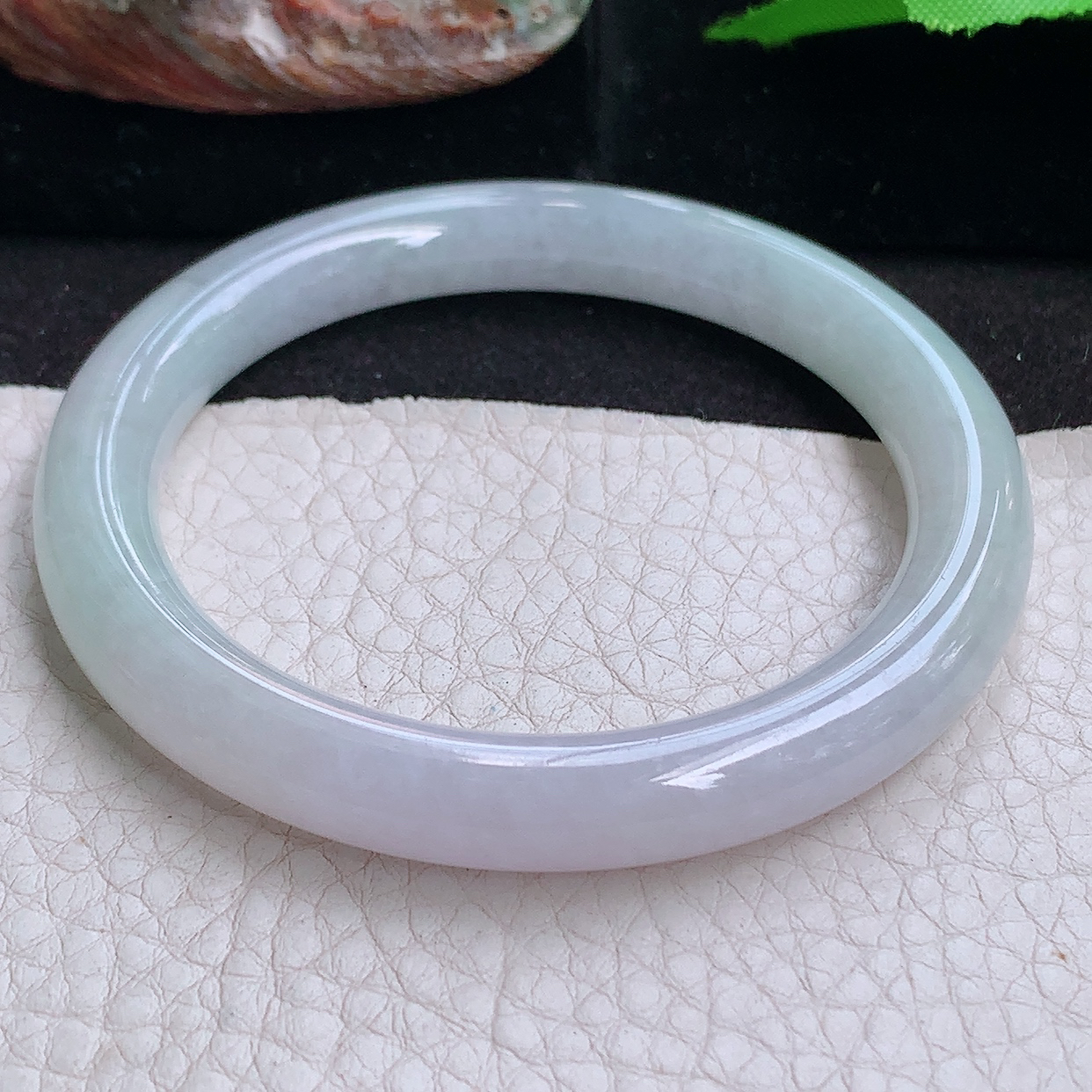 n小圈口53.5*8.5叮当镯 缅甸翡翠a货玉手镯纯美秀气圆条玉手环 美人镯