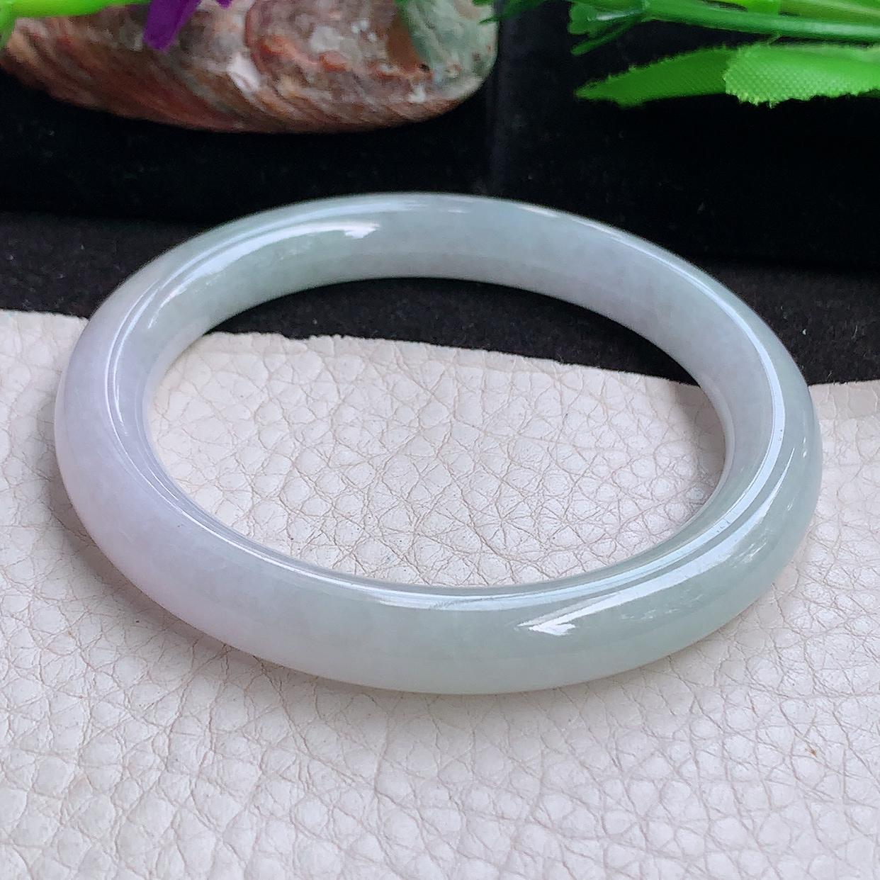 n小圈口53.5*8.5叮当镯 缅甸翡翠a货玉手镯纯美秀气圆条玉手环 美人镯