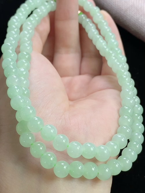 冰晴玉珠项链，尺寸6.5mm，98颗，w23xma8