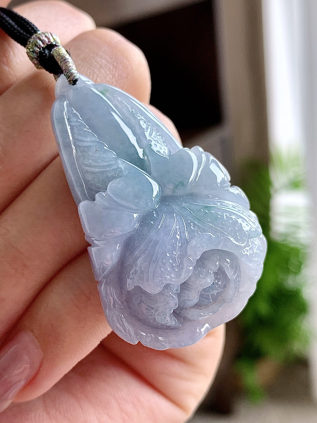 冰紫罗兰白菜百财吊坠 缅料 性比高 飘花 尺寸47-29-18 重量88克 不议