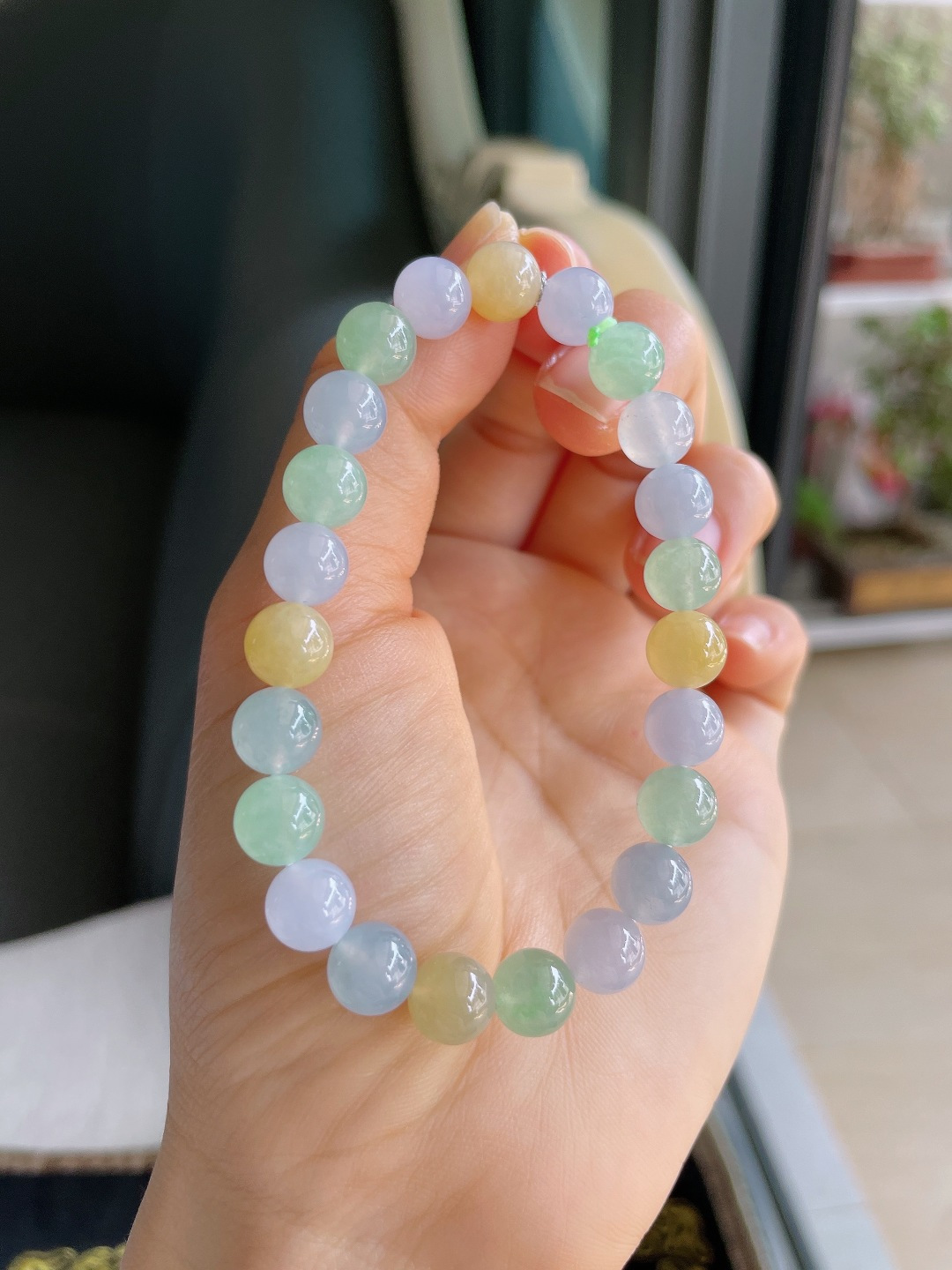 缅甸天然翡翠A货，冰多宝手串，尺寸：8mm。【编4020】