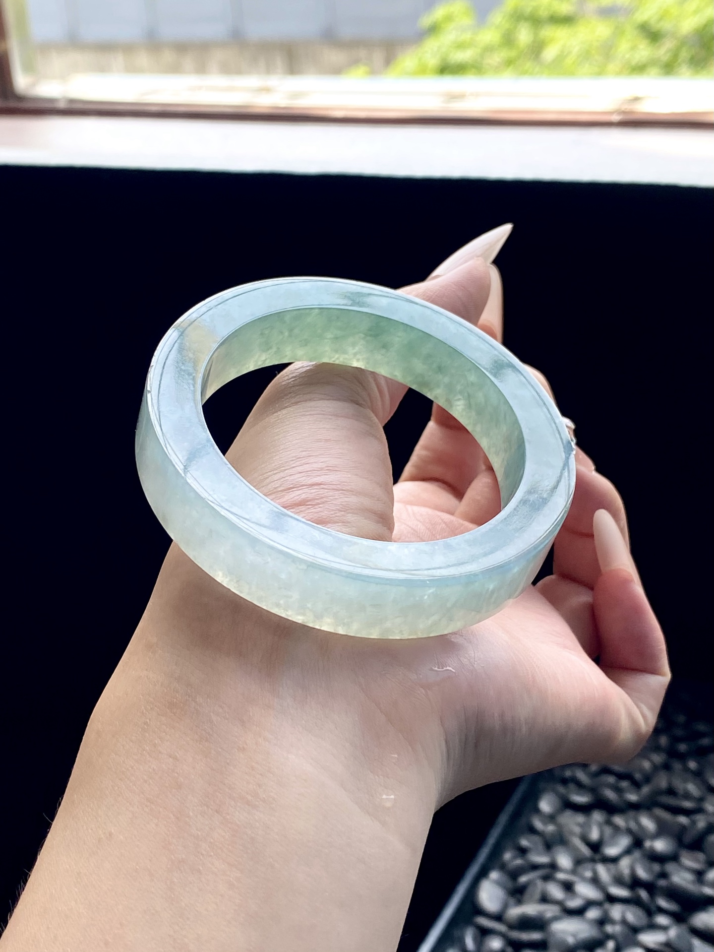 冰油青半山水镯胚 A1228-5 ⭕️74-56-13-9 可做56～58正圈