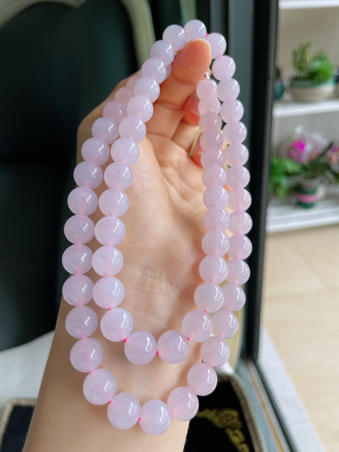 缅甸天然翡翠A货，珠链，尺寸：9.8mm61颗。【编2283】