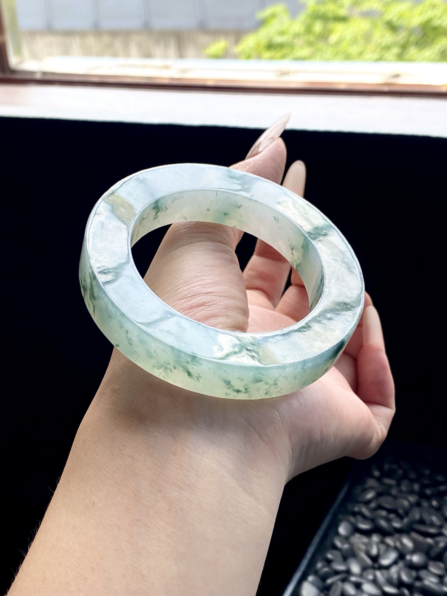 冰绿飘花圆条镯胚 M63-60 ⭕️80-55-12.8-12.5 可做55～58圆条/55～64正圈