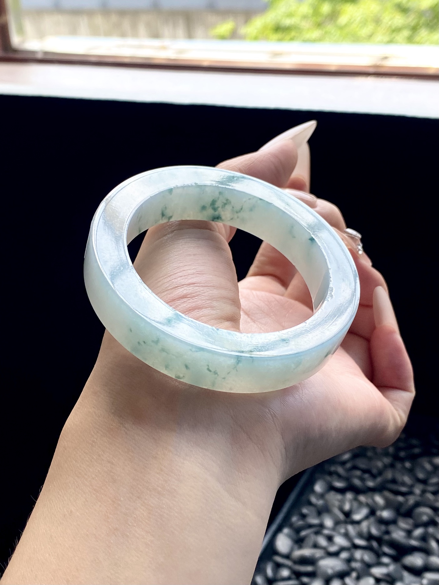 冰蓝飘花镯胚 C1202-4 ⭕️73-54-13-9 可做54～57正圈