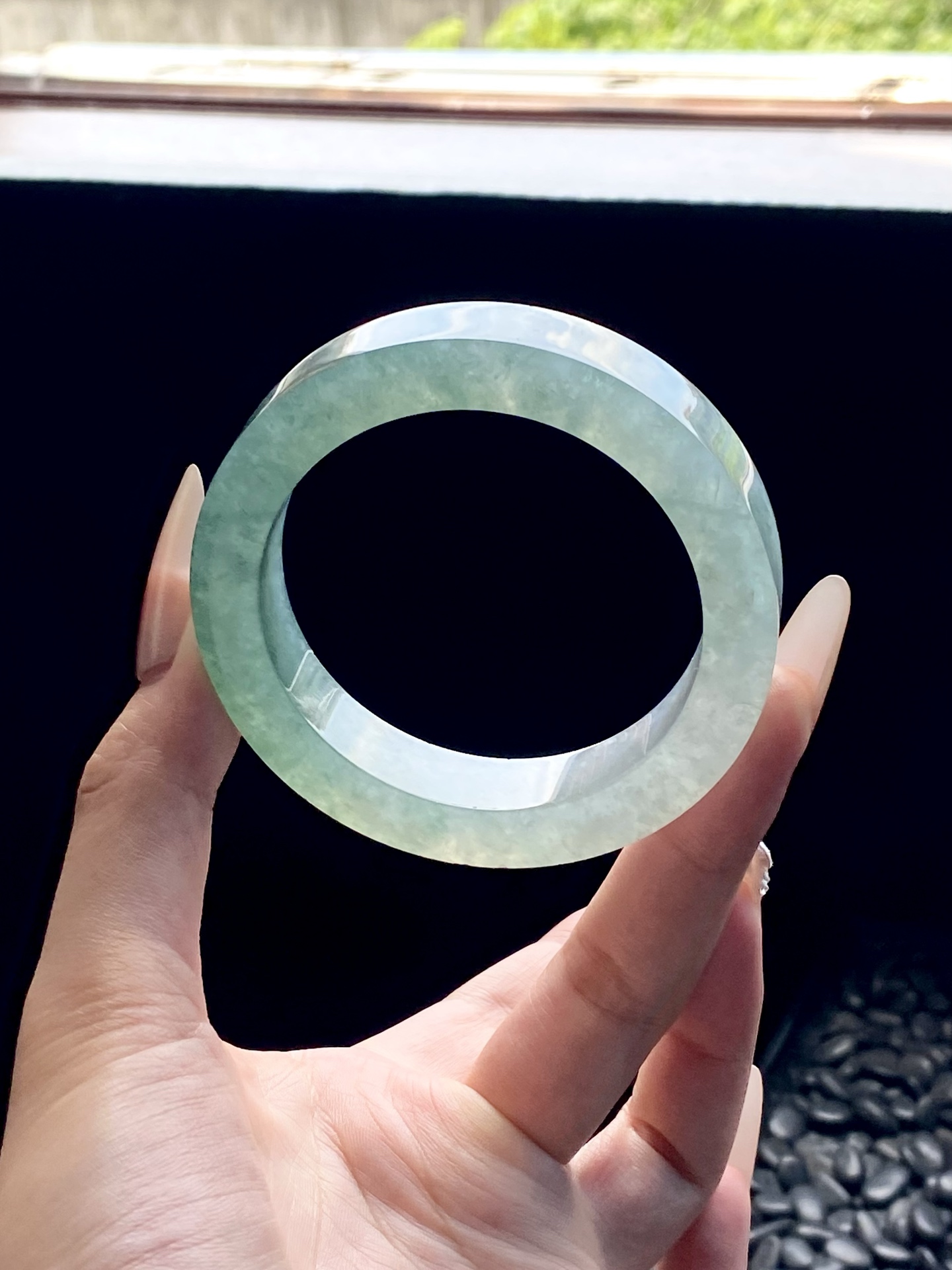 冰油青半山水镯胚 A1228-5 ⭕️74-56-13-9 可做56～58正圈