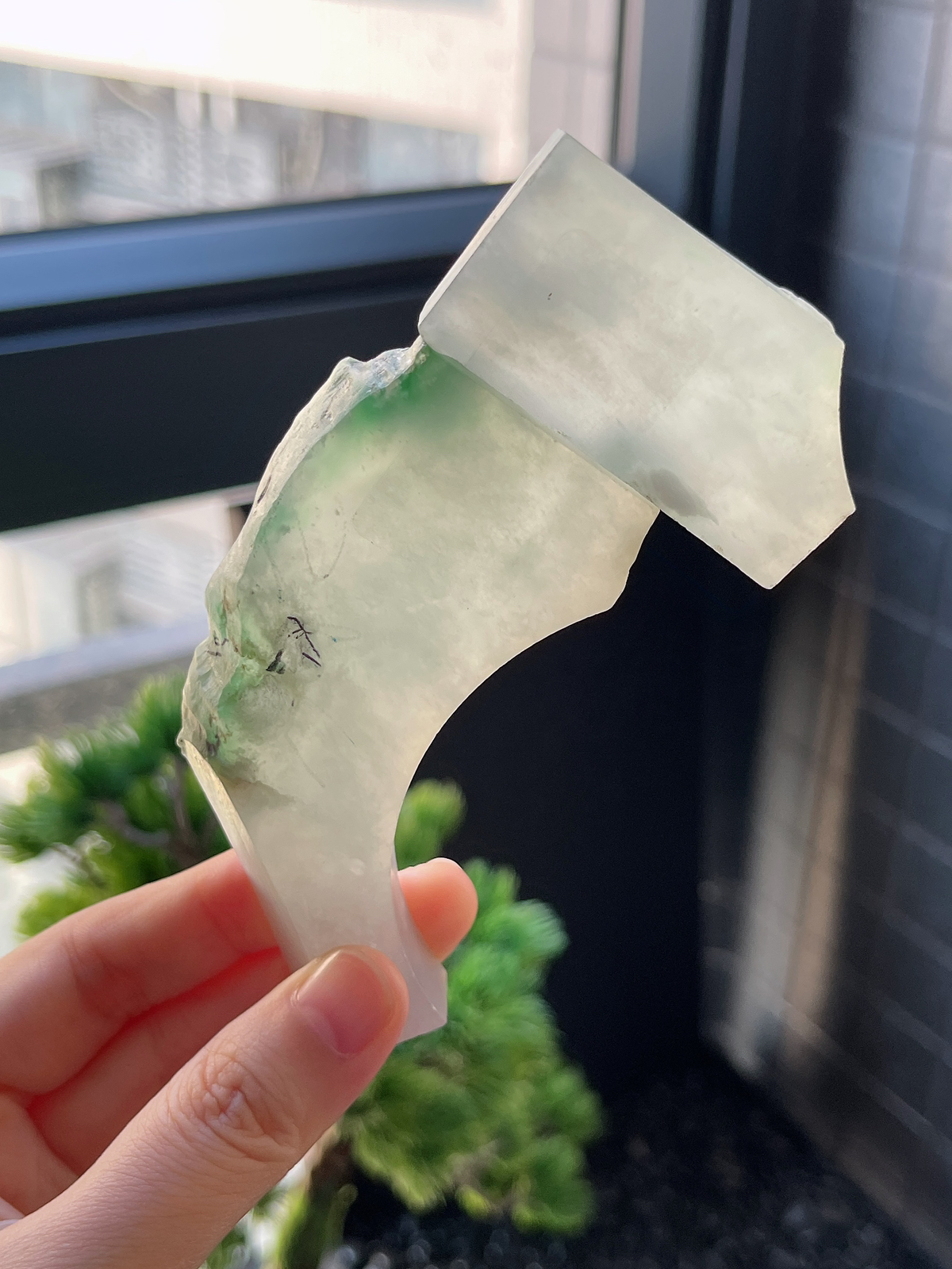 翡翠冰糯淡绿色片料