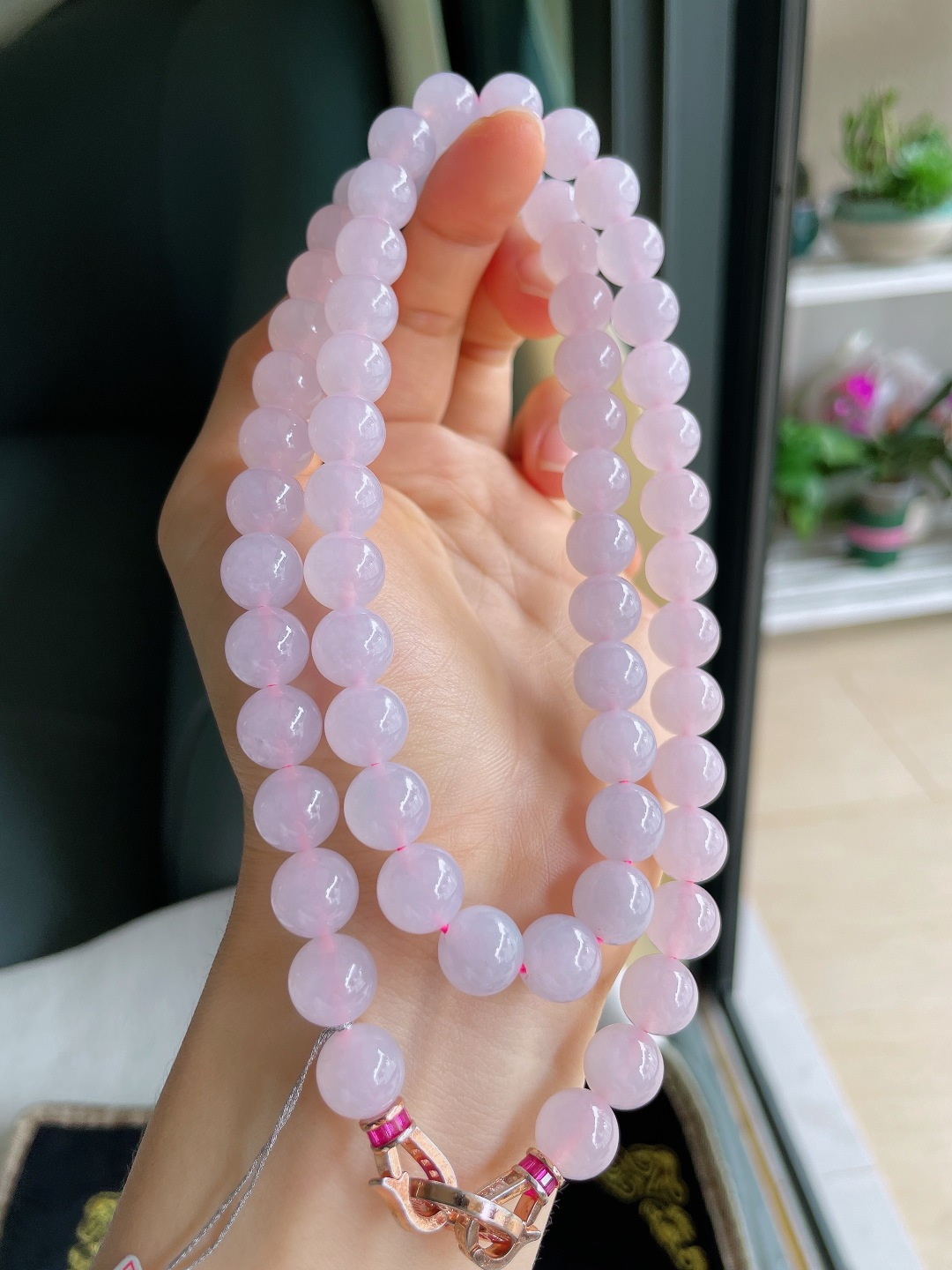 缅甸天然翡翠A货，珠链，尺寸：9.8mm61颗。【编2283】