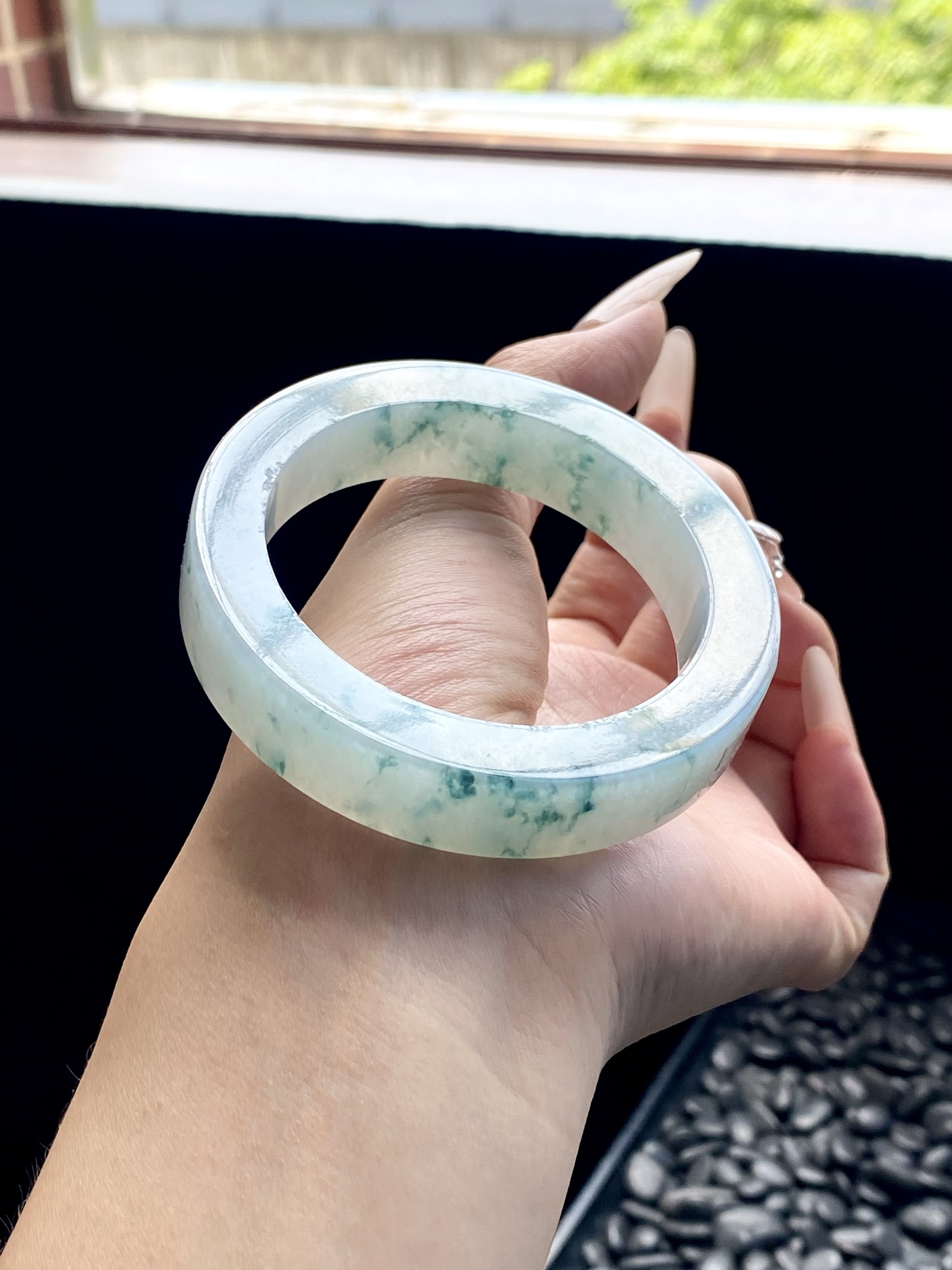 冰蓝飘花镯胚 C1202-4 ⭕️73-54-13-9 可做54～57正圈