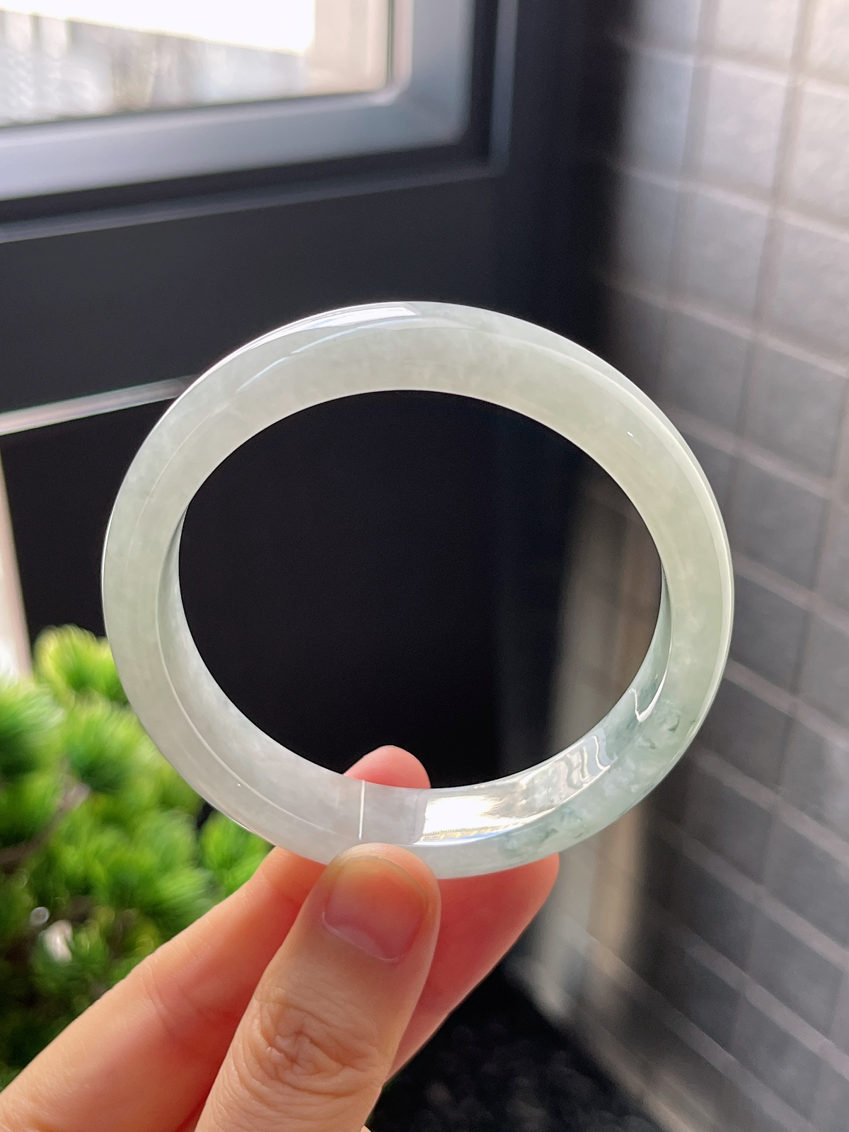 正圈55.2圈口，翡翠冰糯种飘花手镯