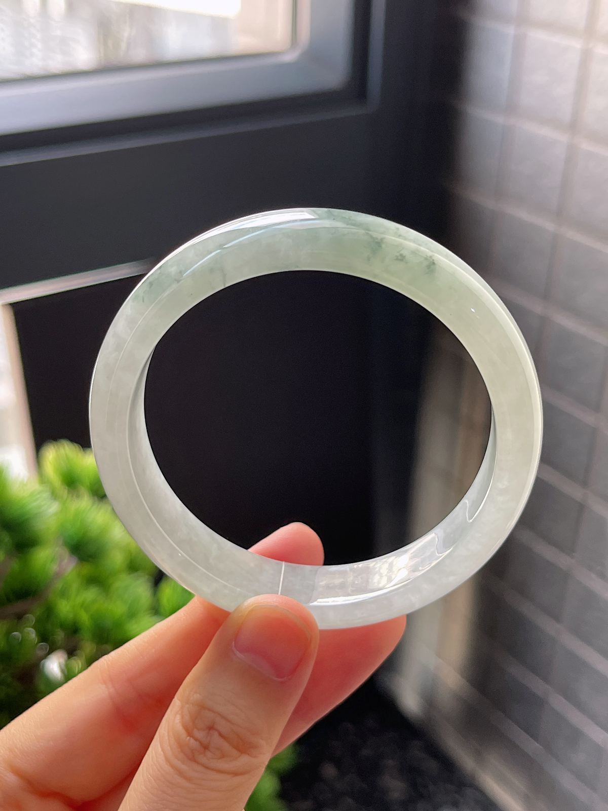 正圈55.2圈口，翡翠冰糯种飘花手镯