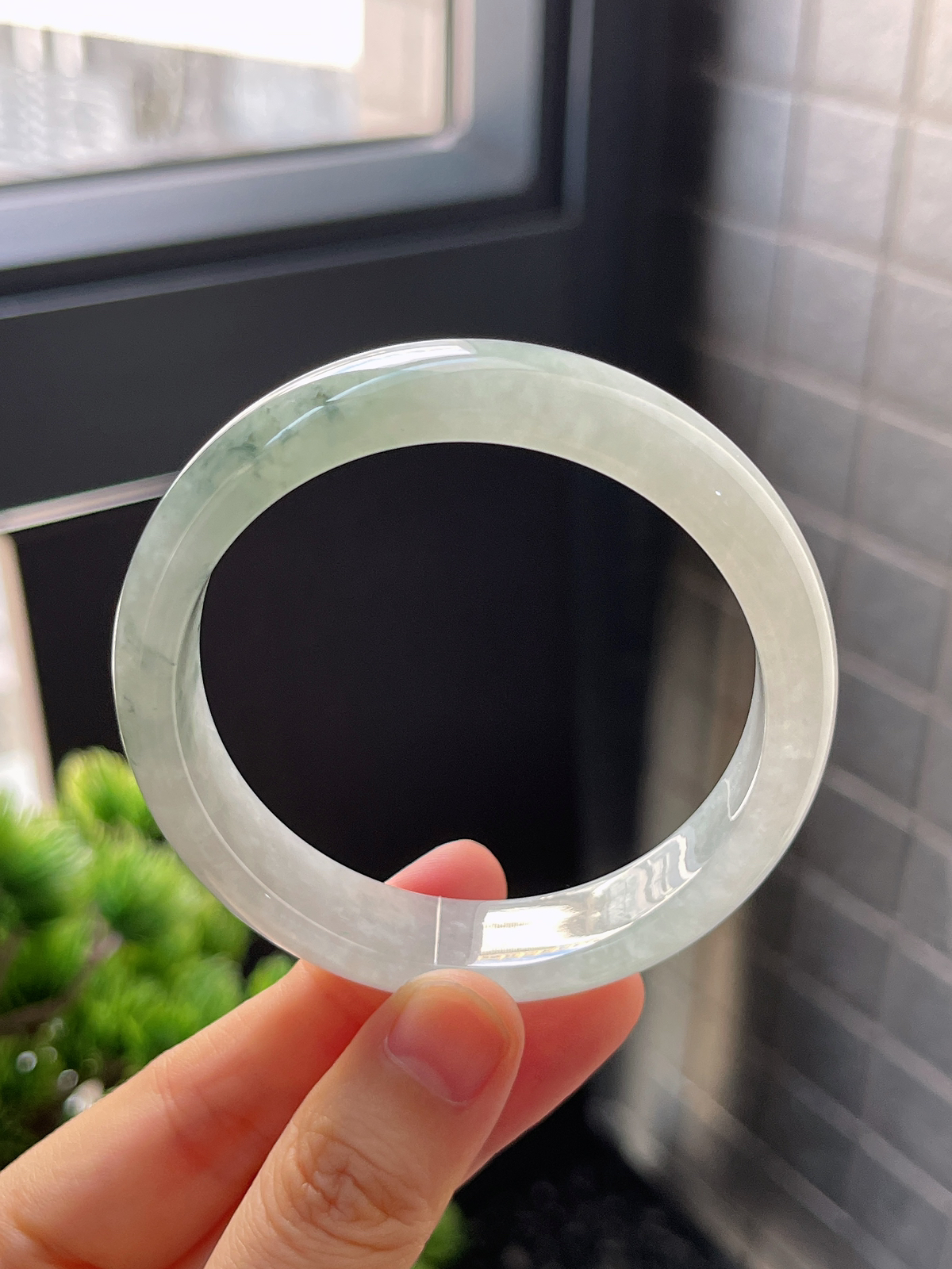 正圈55.2圈口，翡翠冰糯种飘花手镯