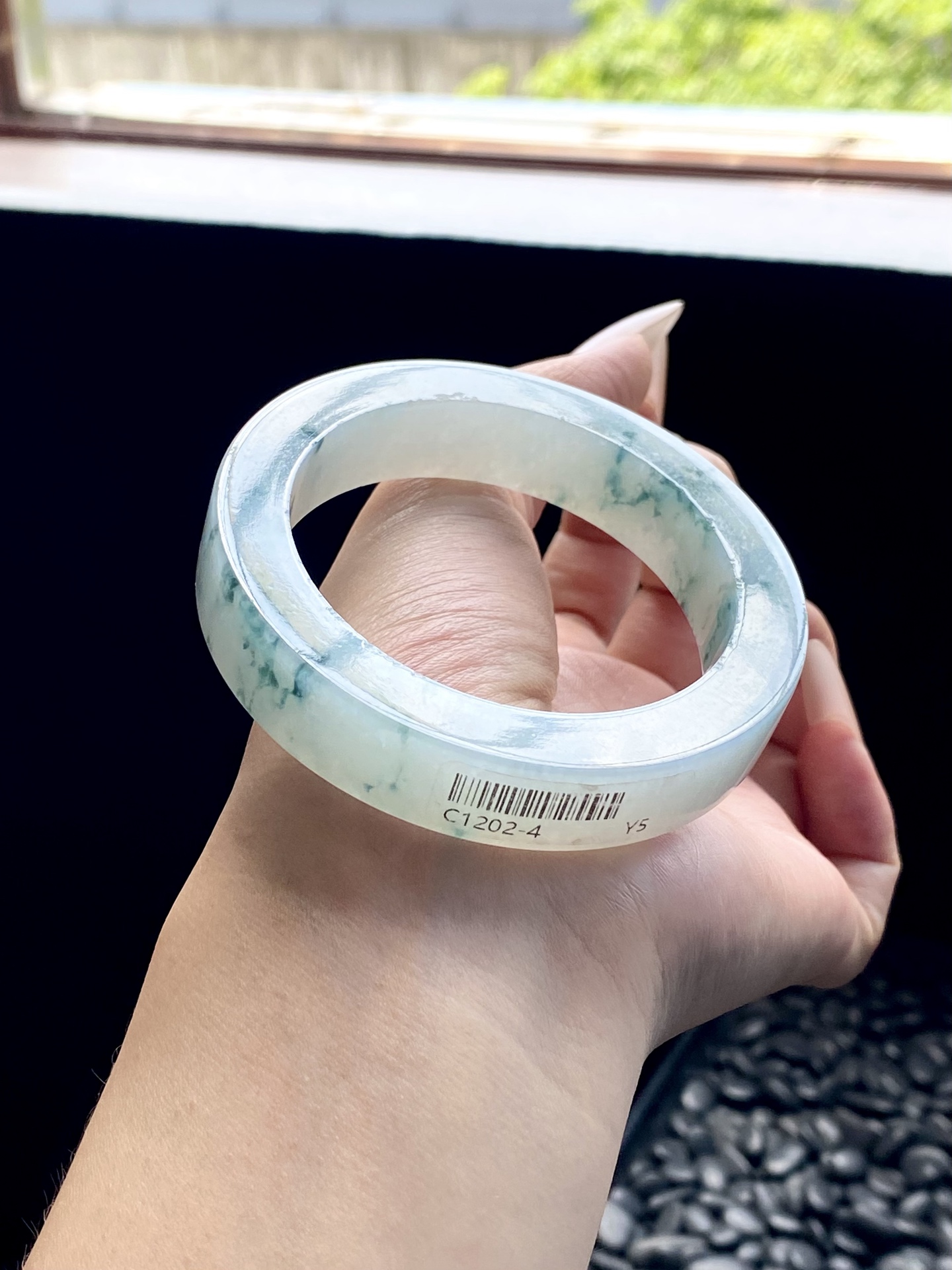 冰蓝飘花镯胚 C1202-4 ⭕️73-54-13-9 可做54～57正圈