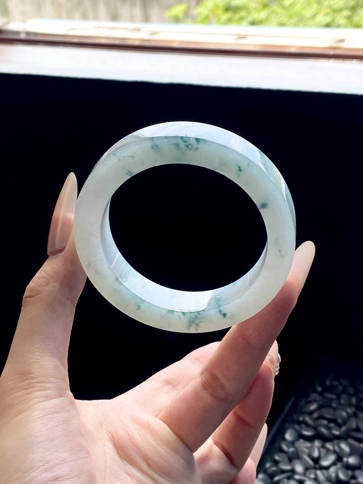 冰蓝飘花镯胚 C1202-4 ⭕️73-54-13-9 可做54～57正圈