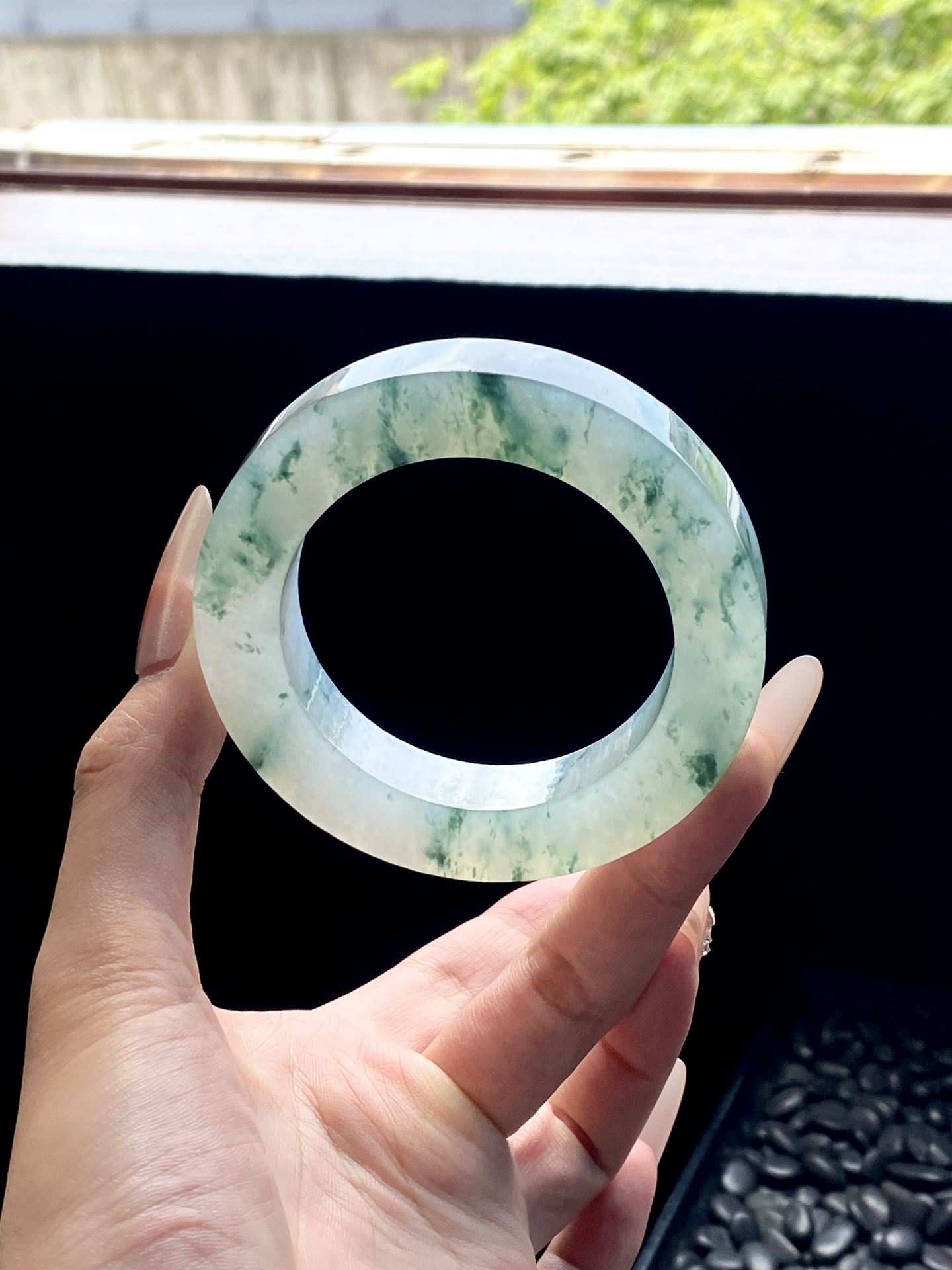 冰绿飘花圆条镯胚 M63-60 ⭕️80-55-12.8-12.5 可做55～58圆条/55～64正