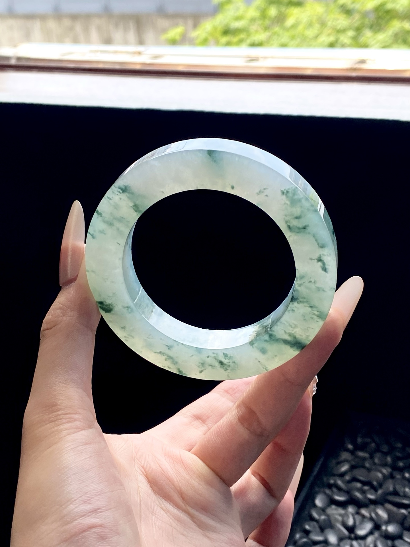 冰绿飘花圆条镯胚 M63-60 ⭕️80-55-12.8-12.5 可做55～58圆条/55～64正圈