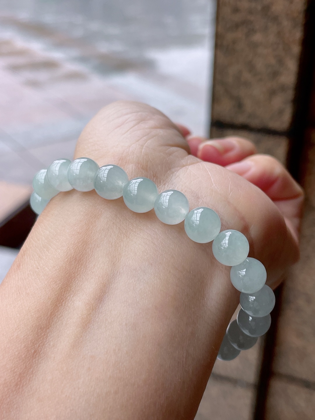 冰种手串 油润起胶，珠圆玉润 尺寸：8