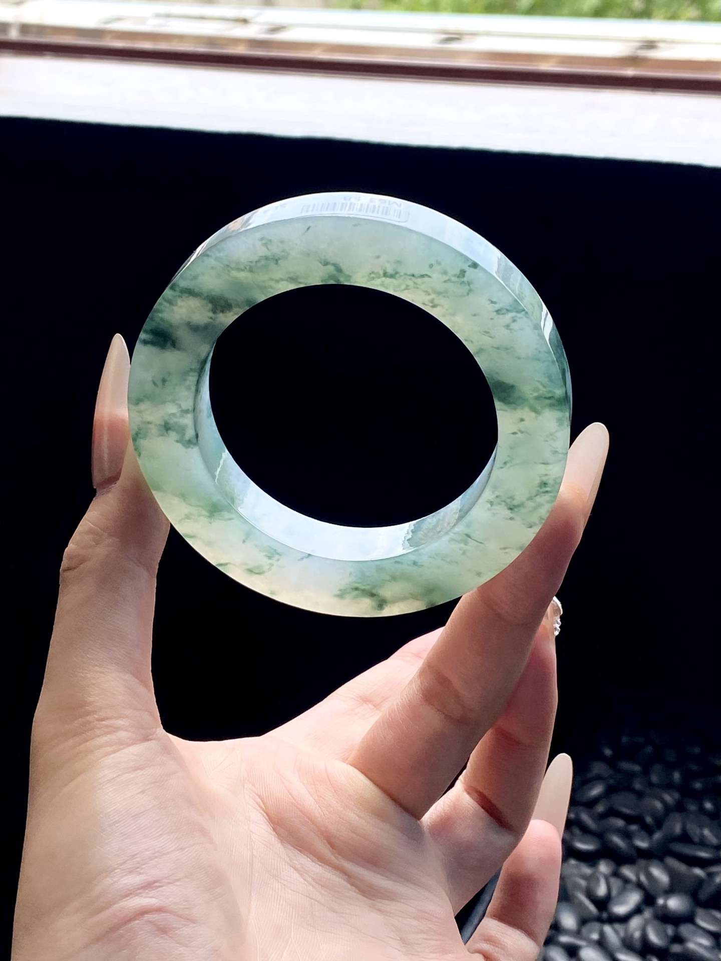 大圈口冰绿飘花圆条镯胚 M63-58 ⭕️79.8-55-12.8-12.5 可做55～63正圈/5