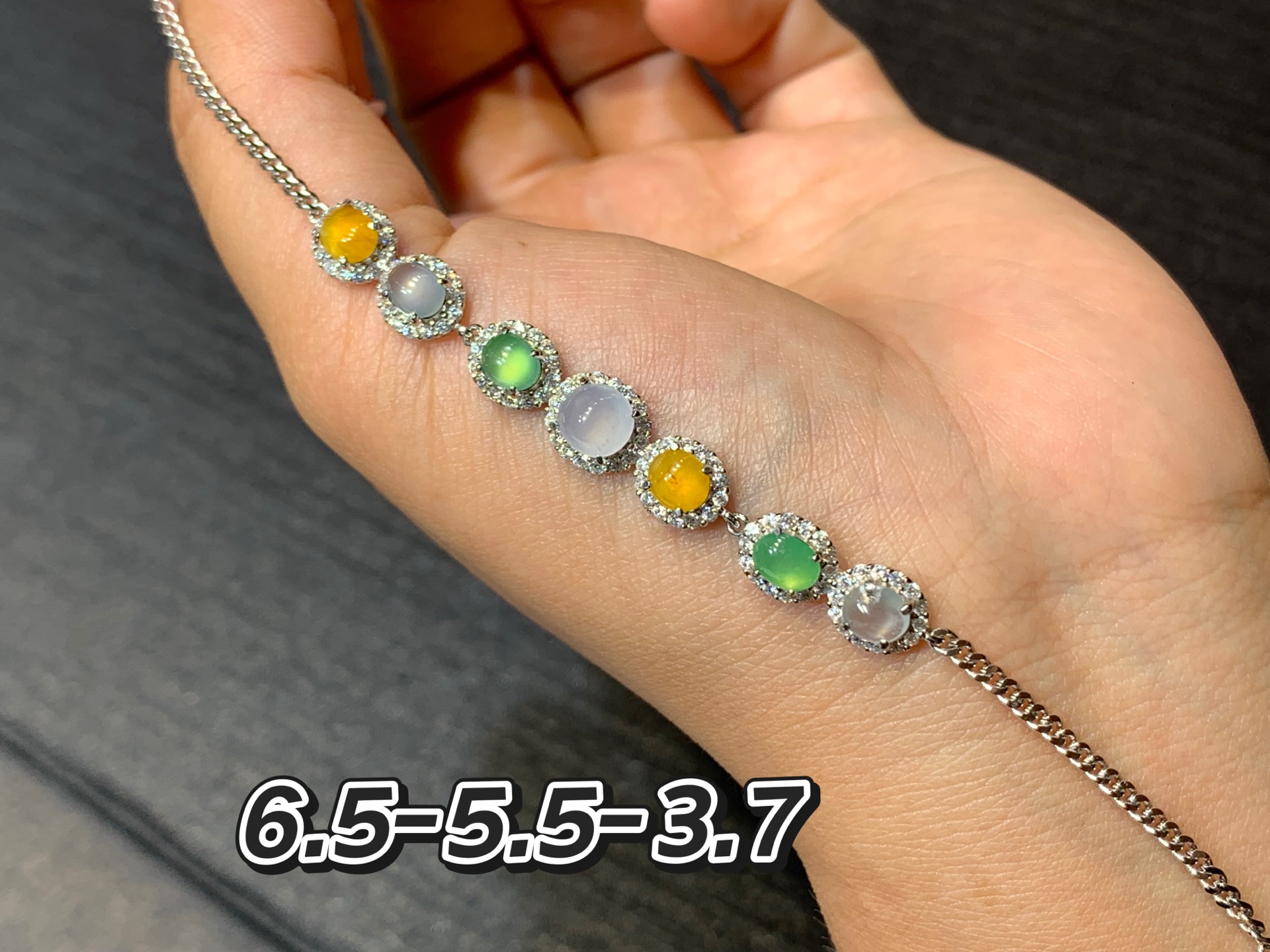 多彩蛋面手链 s925银 不议，6.5-5.5-3.7
