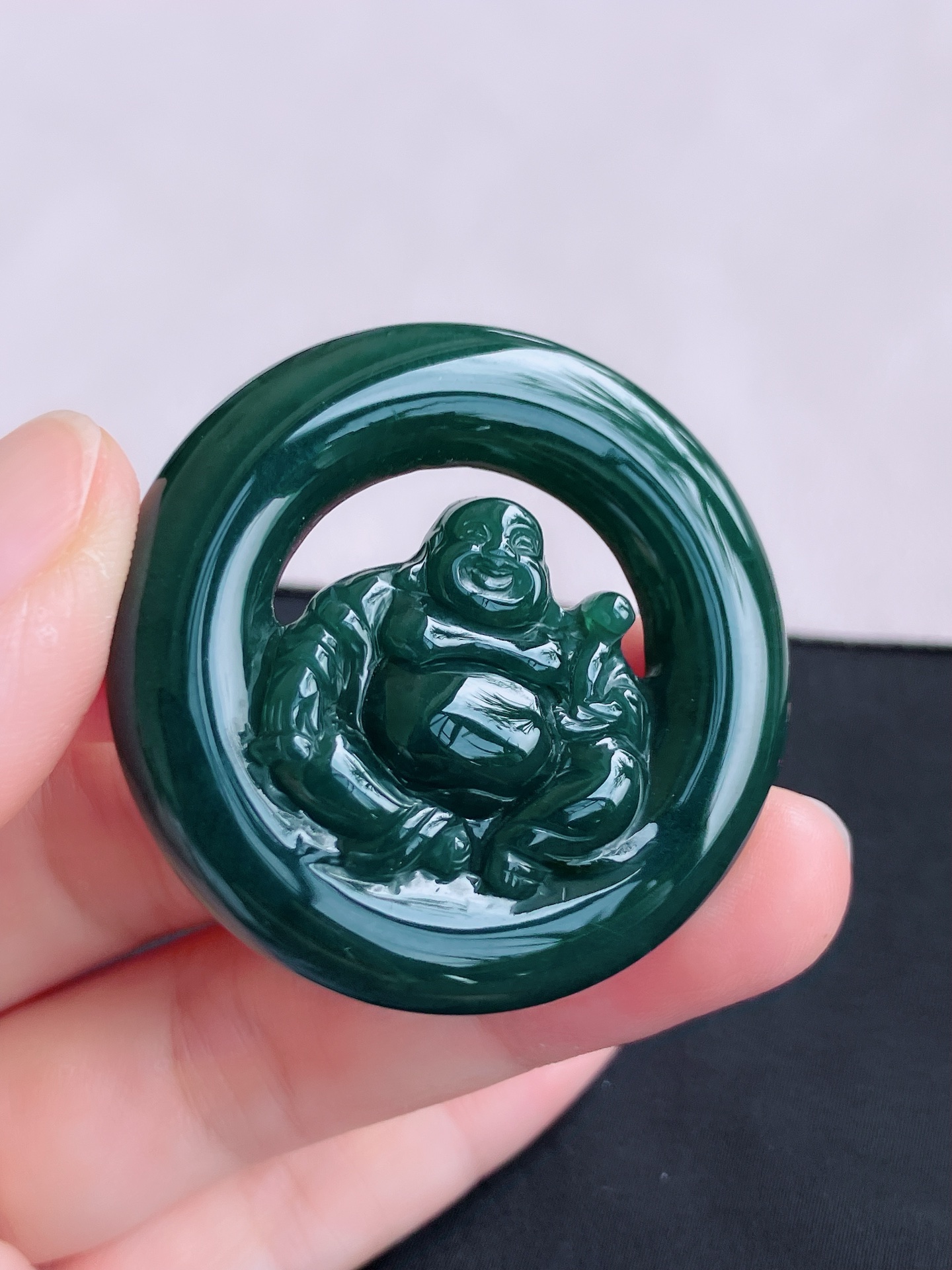 ️冰蓝水佛牌，晶莹剔透，尺寸43.3/7.3/自然光实拍