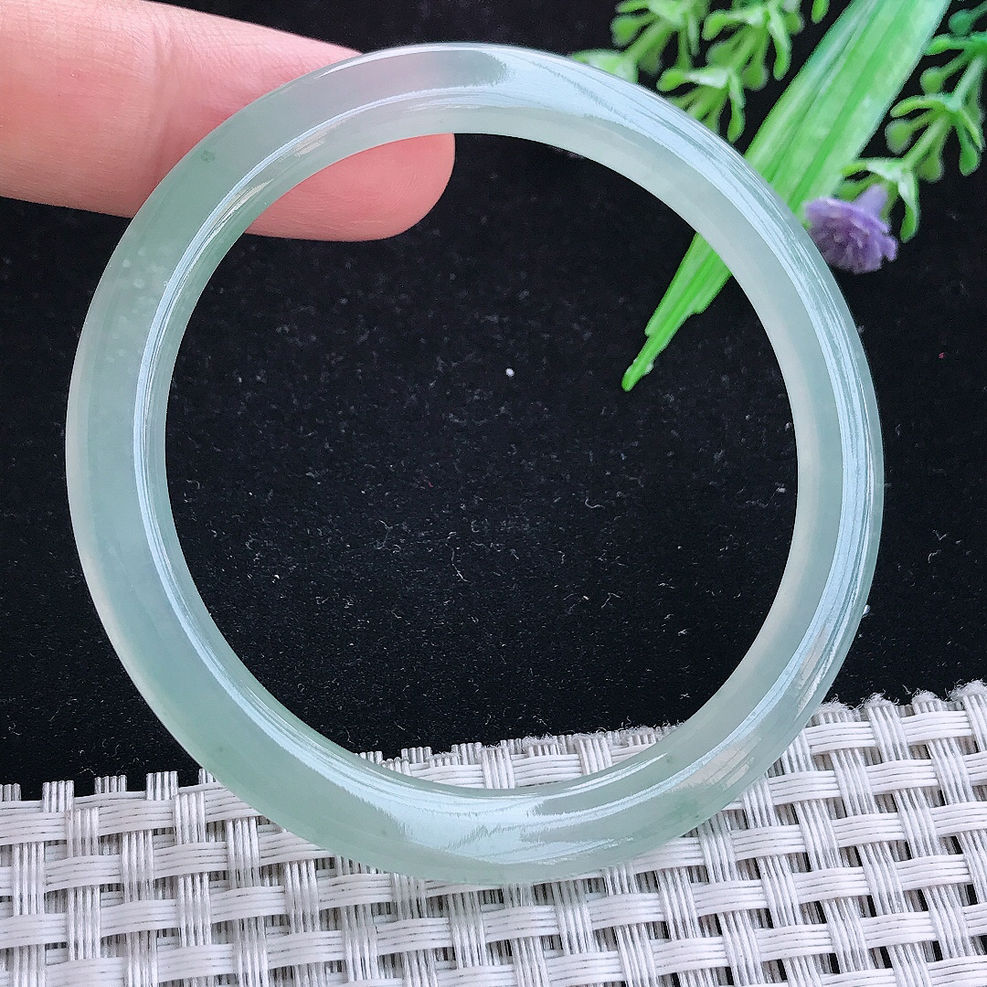 实拍A货翡翠53/5.3/7.5叮当镯老坑冰胶果冻冰晴细条手镯圆条玉手镯