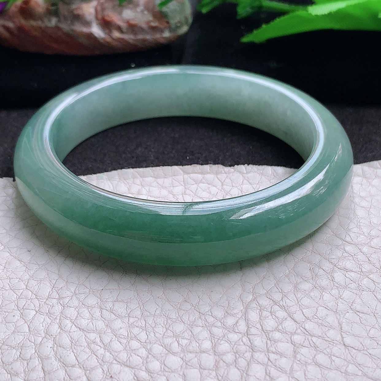 bh实拍58*12.5*9招财镯 缅甸翡翠a货玉手镯冰胶囊油绿半山水正圈玉手环