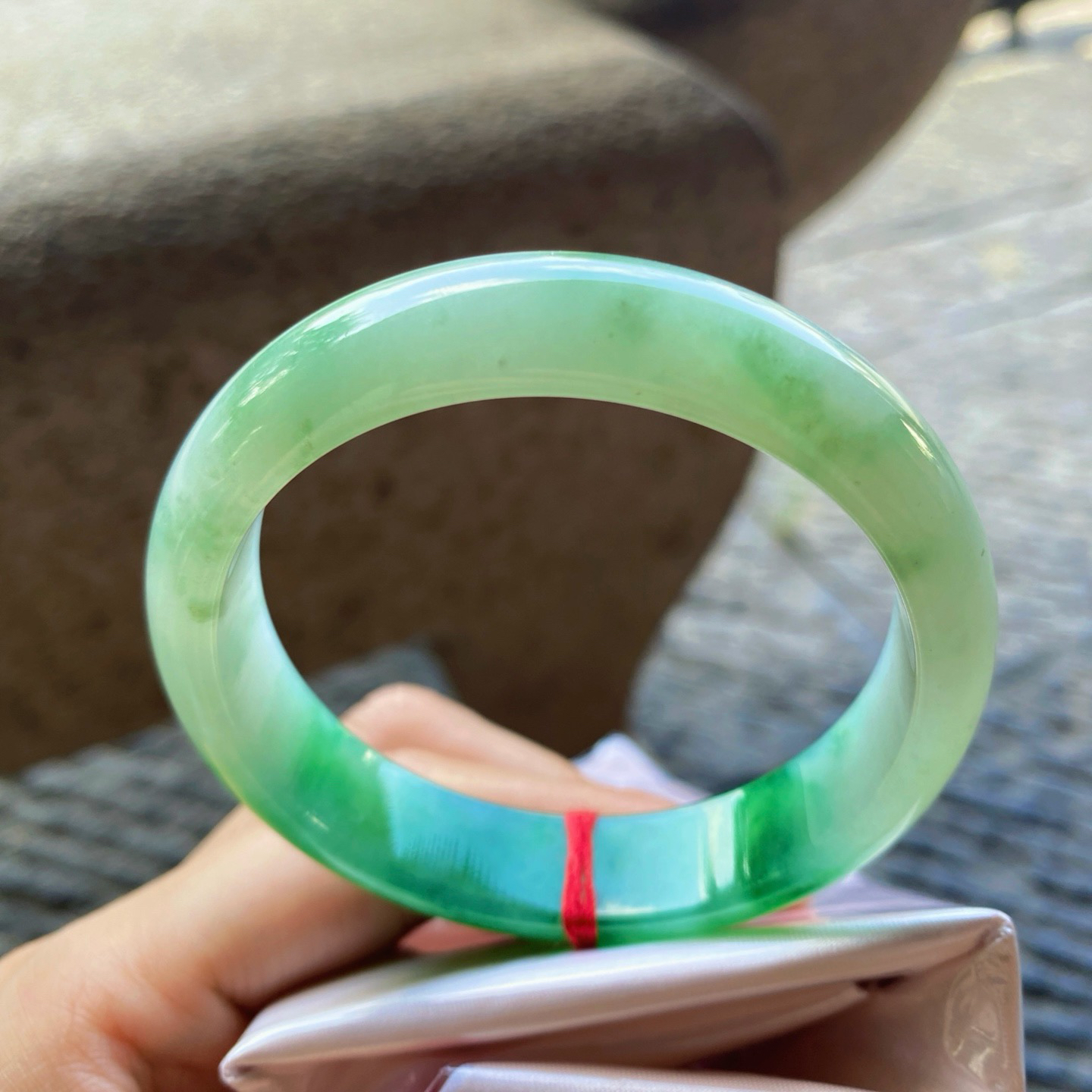 圈口57.3-13.5-7.3     【芙蓉绿正圈手镯】圈口57  58可戴
