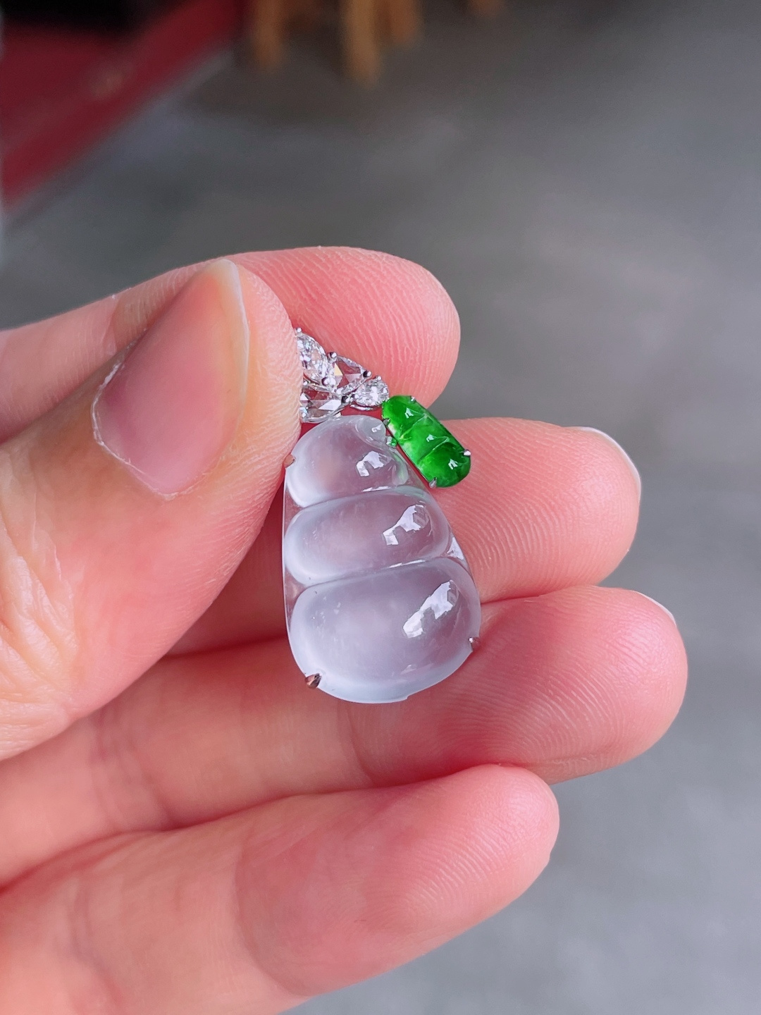 ️高冰福豆吊坠，晶莹剔透，新颖时尚，无裂，26.7-13.5-6.2