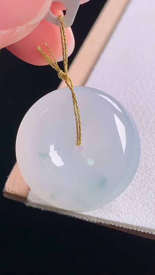 冰飘花平安扣，无裂，尺寸:22.0-5.2mm