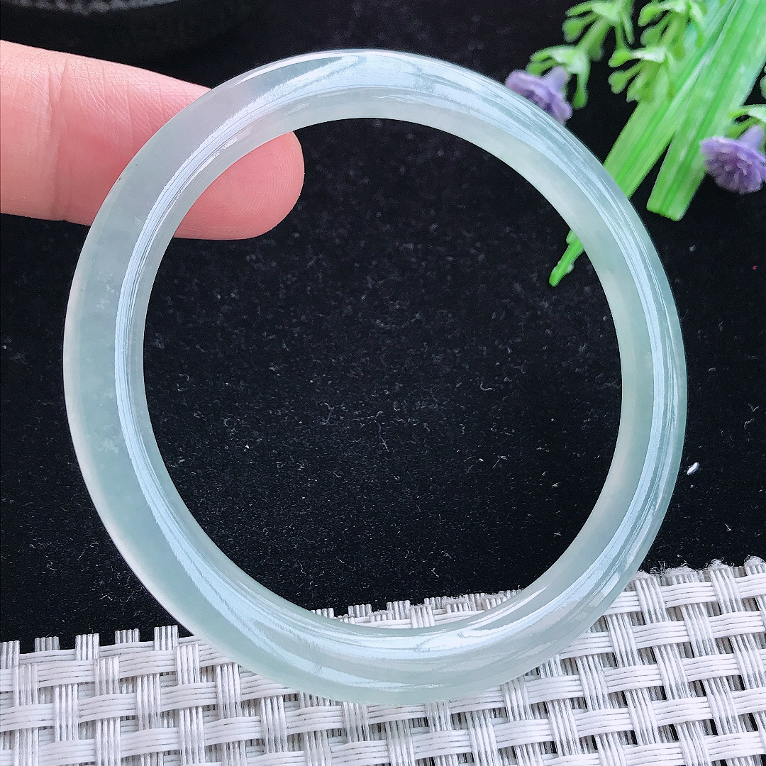 实拍A货翡翠53/5.3/7.4叮当镯冰种果冻胶冰晴细条手镯玉手镯