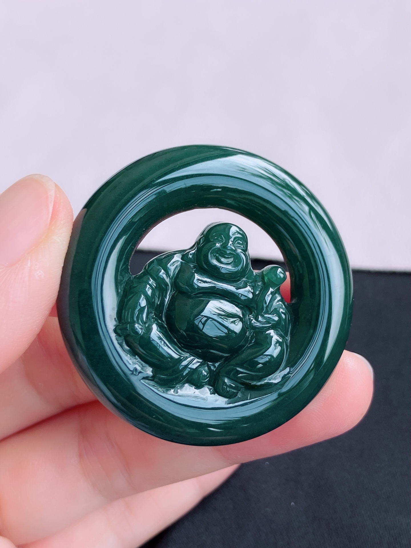 ️冰蓝水佛牌，晶莹剔透，尺寸43.3/7.3/自然光实拍