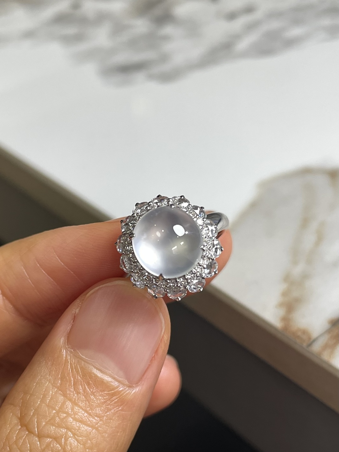 ️玻璃种蛋面戒指 裸石：9.5*9*5mm 整体：14.5*14*11.5mm
