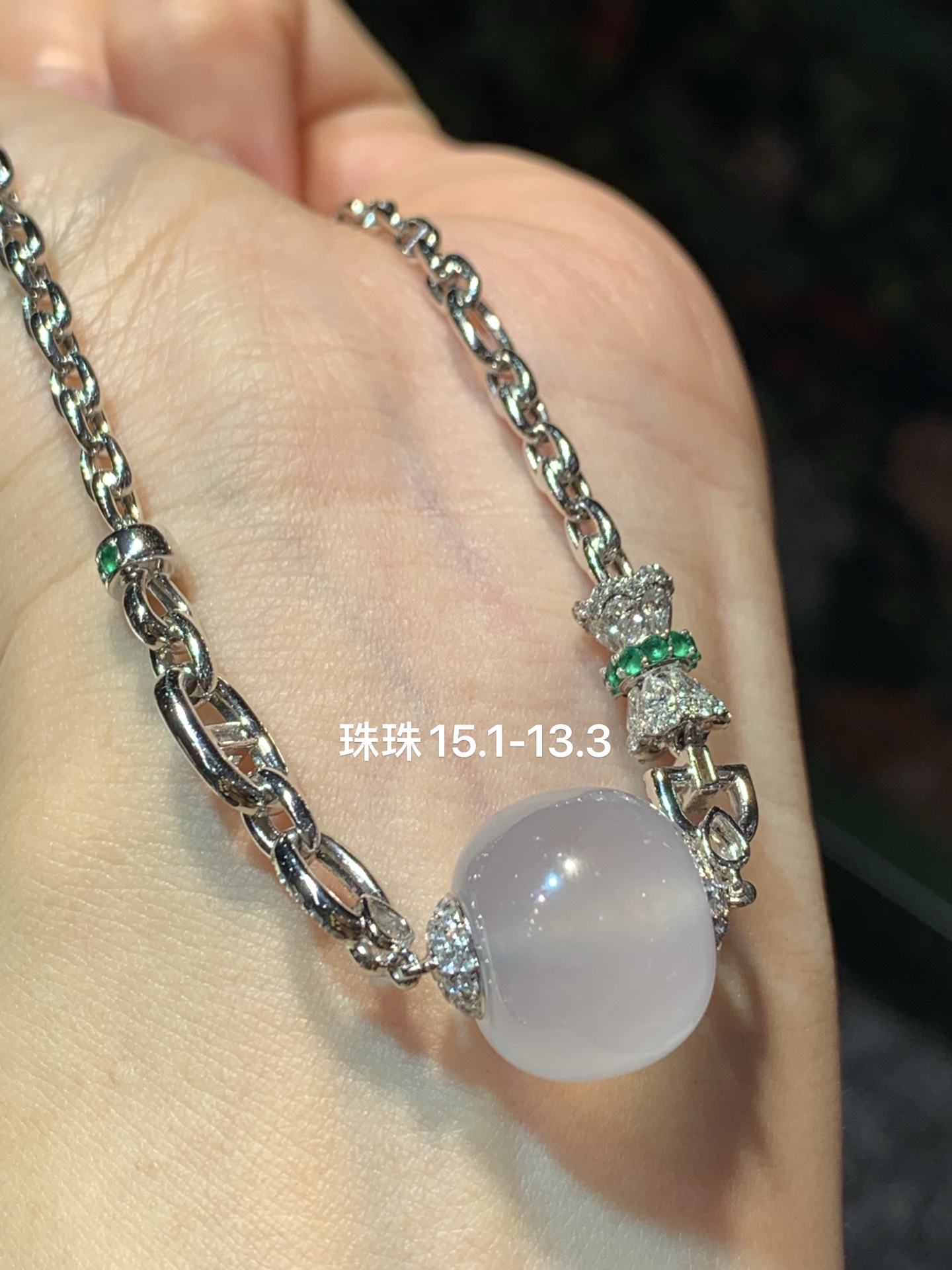 ️ 玻璃种珠珠锁骨链，15.1-13.3