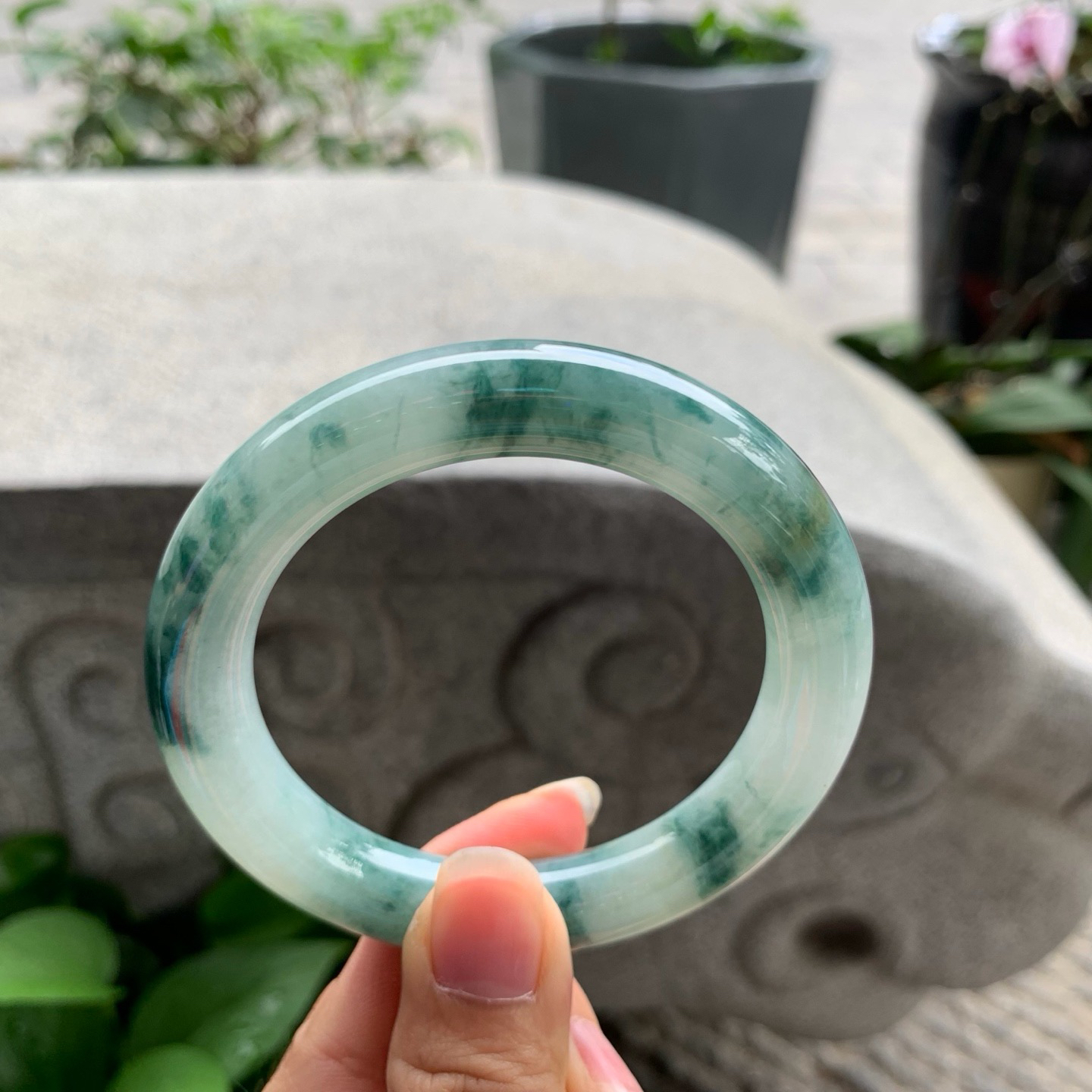 圈口55.5-11 【飘花圆条手镯】圆条55 56可戴