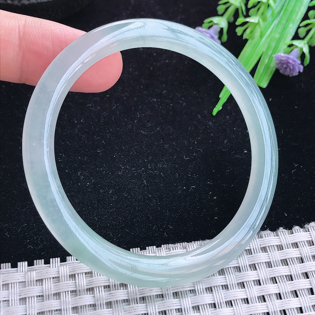 实拍A货翡翠53/5.3/7.4叮当镯冰种果冻胶冰晴细条手镯玉手镯
