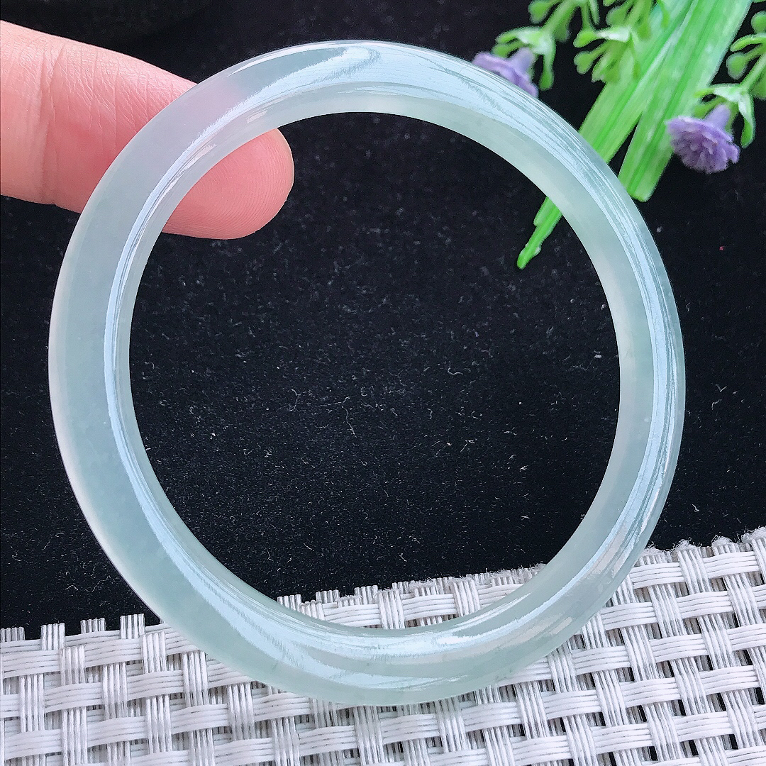 实拍A货翡翠53/5.3/7.4叮当镯冰种果冻胶冰晴细条手镯玉手镯