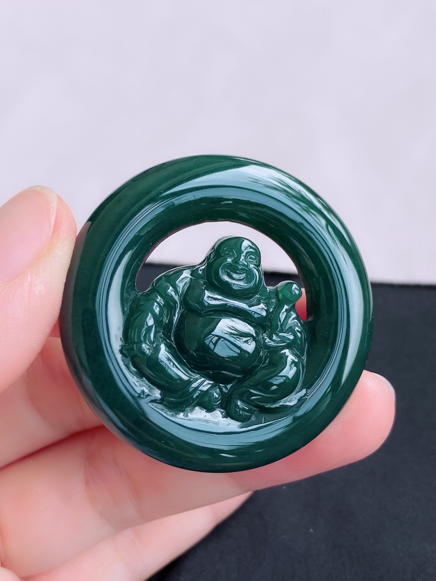 ️冰蓝水佛牌，晶莹剔透，尺寸43.3/7.3/自然光实拍