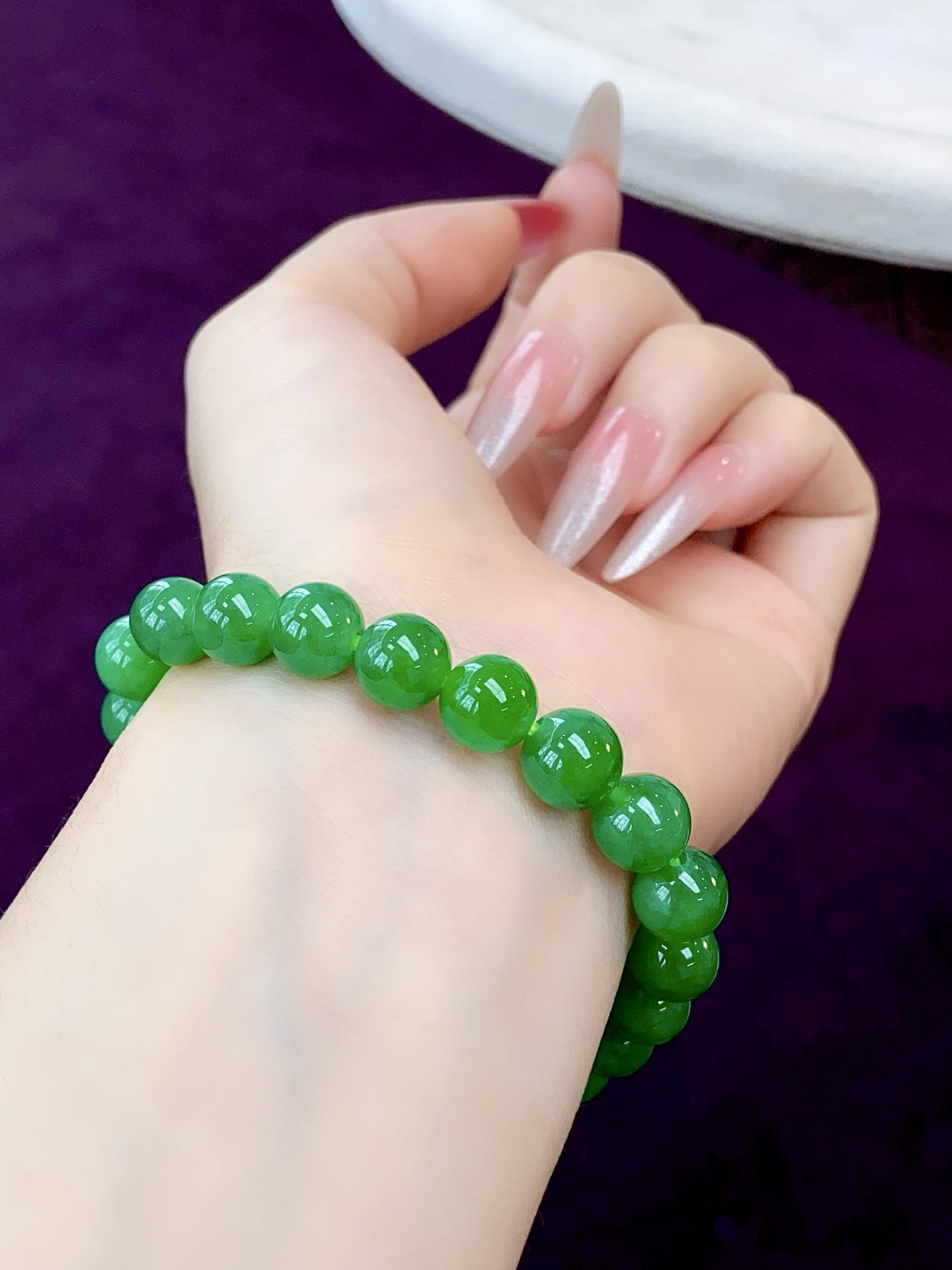 帝王绿珠珠手串，浓郁纯正，既要诸事顺利，也要珠光宝气，快来一起沉迷这抹人间富贵绿：裸石：9.3mm