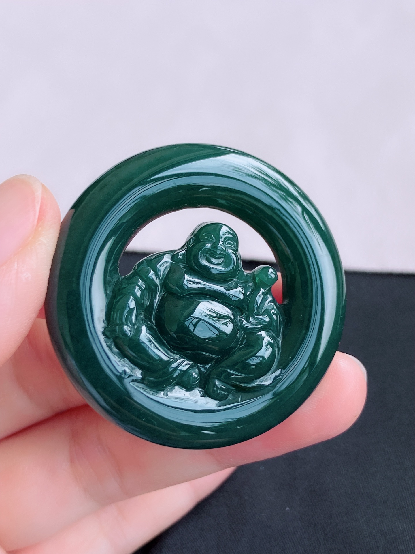 ️冰蓝水佛牌，晶莹剔透，尺寸43.3/7.3/自然光实拍