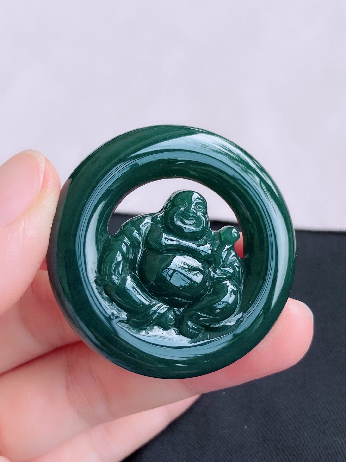 ️冰蓝水佛牌，晶莹剔透，尺寸43.3/7.3/自然光实拍