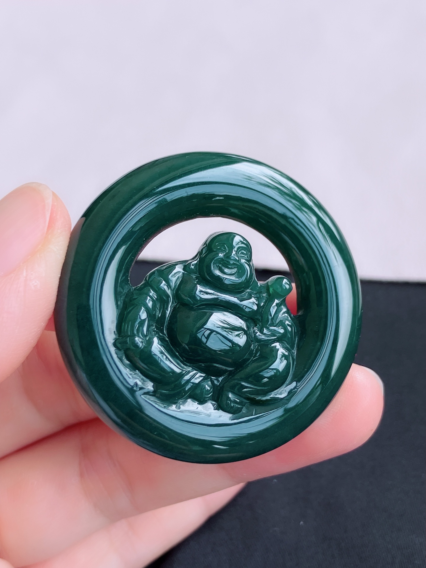 ️冰蓝水佛牌，晶莹剔透，尺寸43.3/7.3/自然光实拍