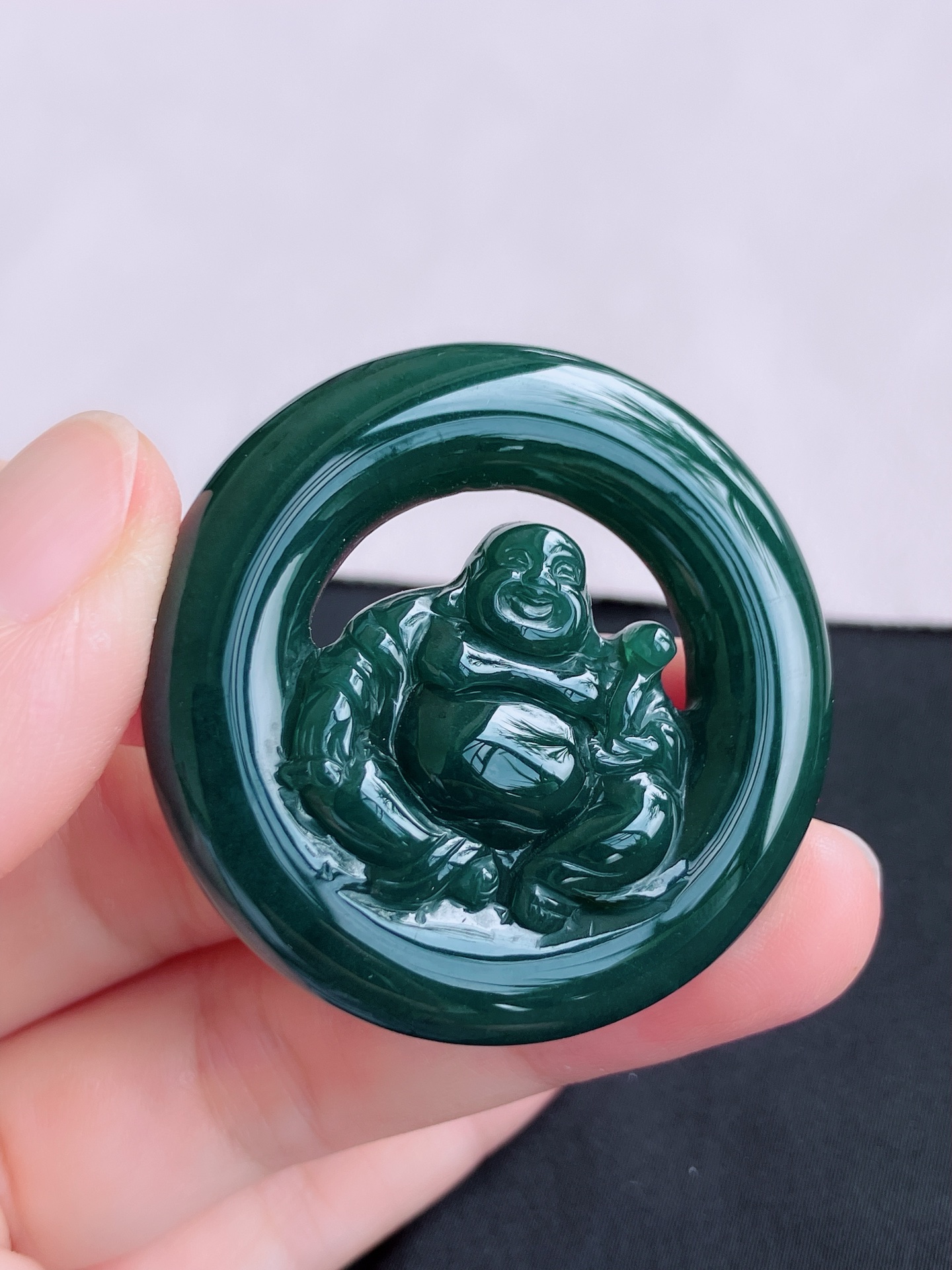 ️冰蓝水佛牌，晶莹剔透，尺寸43.3/7.3/自然光实拍